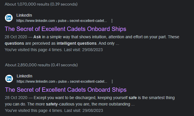 Google shows two different description for the same URL in search result